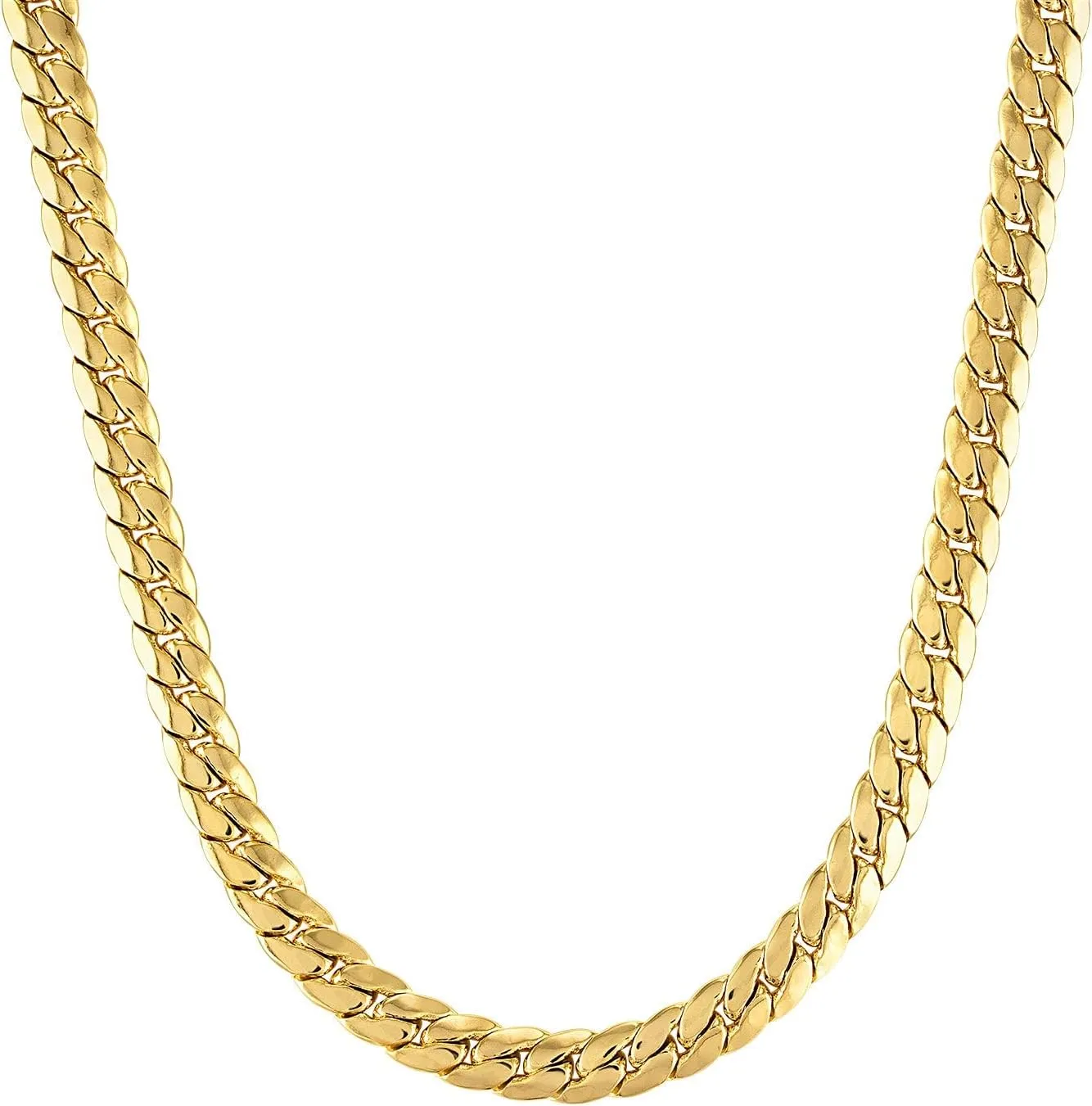 14k Gold Style Layered 8mm Miami Cuban Mens Chain Necklace 20in 24in