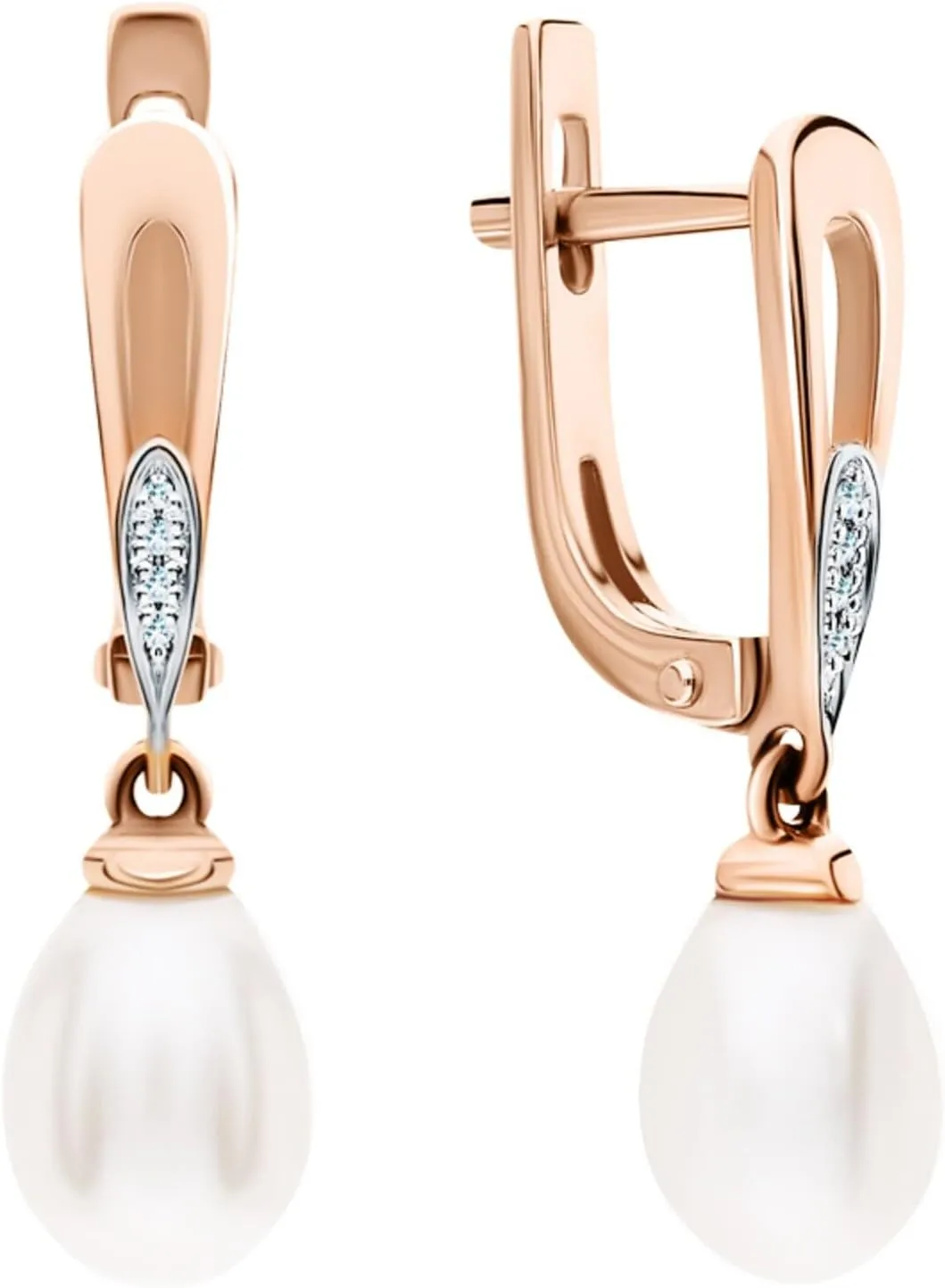 14k Solid Gold Diamond Huggie Earring, Tiny Pearl Drop Clip On Hoop, Mini Hoops with Pearl Charms, Gift For Women.