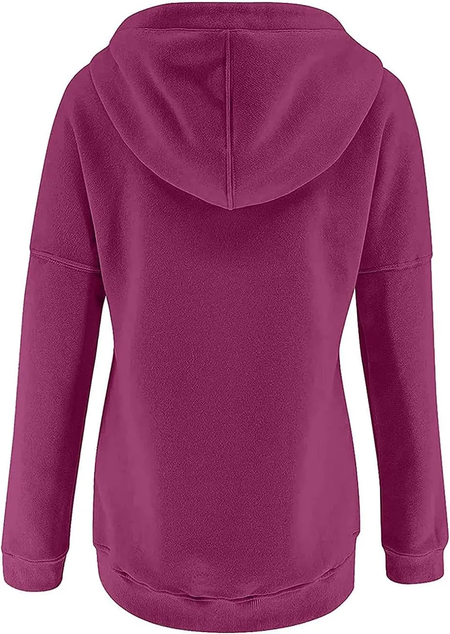2023 Fashion Hoodies for Women Drawstring Long Sleeve Casual Sweatshirts Fall Loose Fit Pullover Tops with Pockets