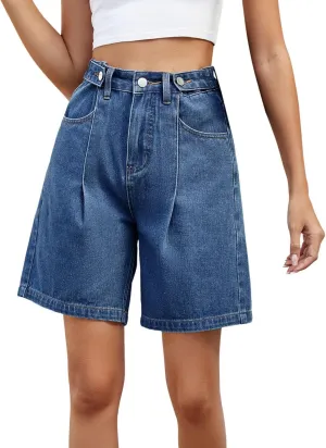 2024 Women's Bermuda Shorts with Deep Pockets Elastic Drawstring Waist 5" Long Shorts Women Lounge Walking Athletic Shorts