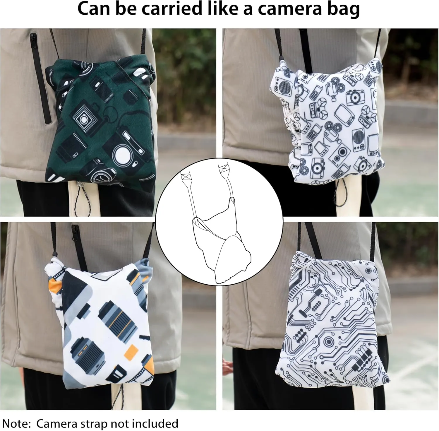 2pcs Pack Camera wrap, Protective Wrap, Magic Self-Adhesive Cloth, Anti-scratch Lens Camera Wrap, Folding, Washable, Lens pouches, Soft cloth with a sticky for camera