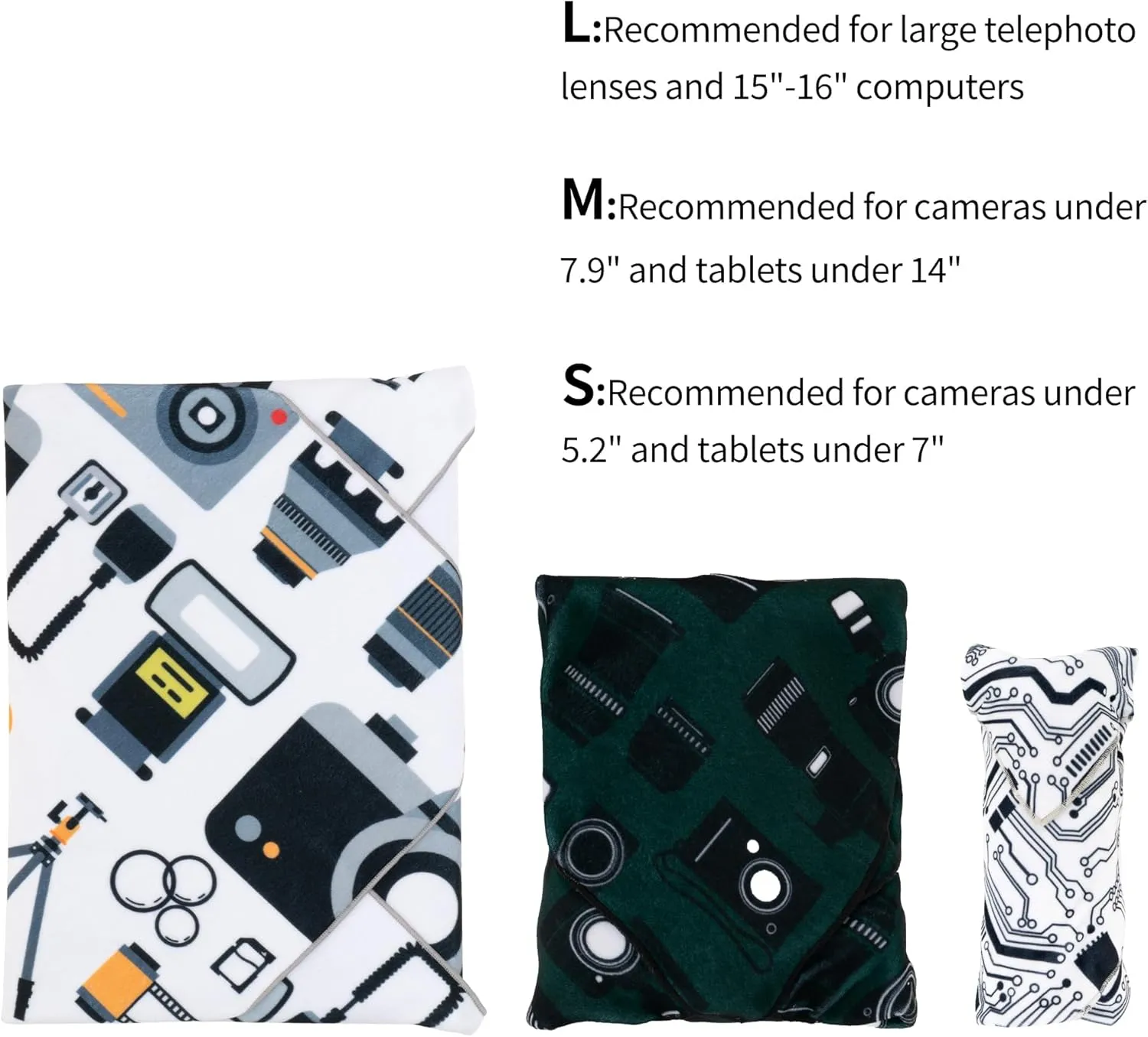 3pcs Pack Camera wrap, Protective Wrap, Magic Self-Adhesive Cloth, Anti-scratch Lens Camera Wrap, Folding, Washable, Lens pouches, Soft cloth with a sticky for camera