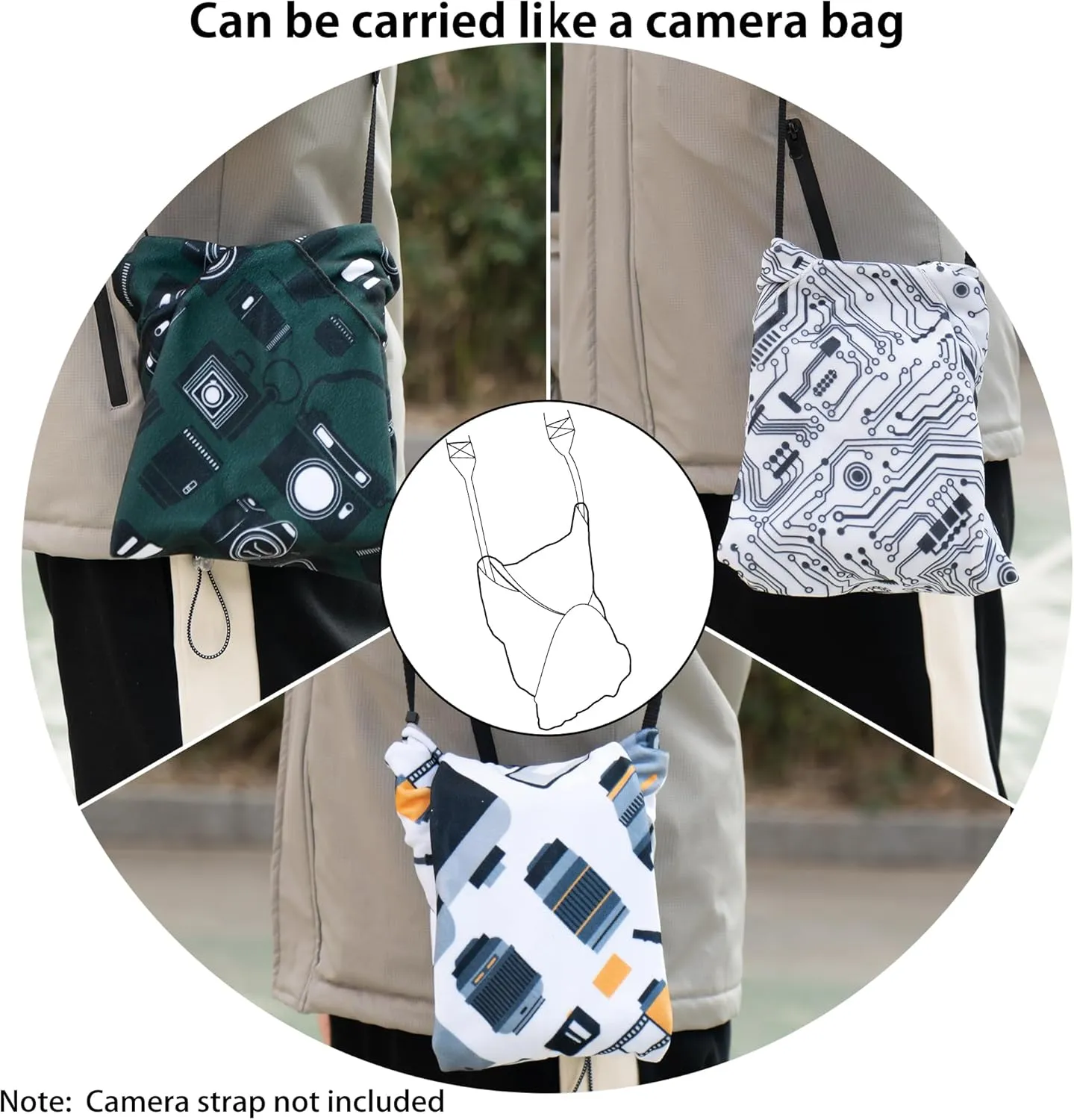 3pcs Pack Camera wrap, Protective Wrap, Magic Self-Adhesive Cloth, Anti-scratch Lens Camera Wrap, Folding, Washable, Lens pouches, Soft cloth with a sticky for camera
