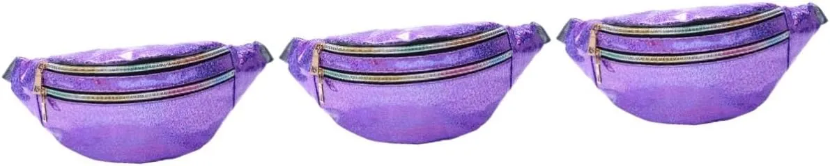 3pcs Pu Leather Sequin Waist Pouch Women's Crossbody Bag Outdoor Waist Bag Reflective Detail Ideal for Travel Pearl