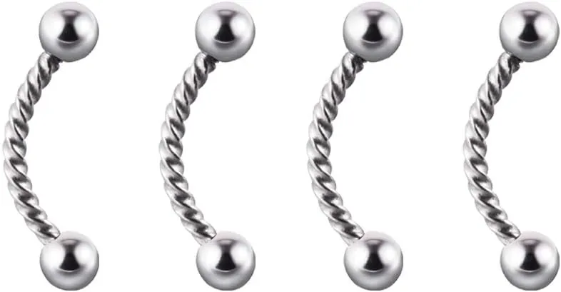 4PCS 361L Surgical Steel industrial Barbell Earrings Twist Horseshoe barbell Ring Nipple Shield Tongue Eyebrow Piercing Jewelry