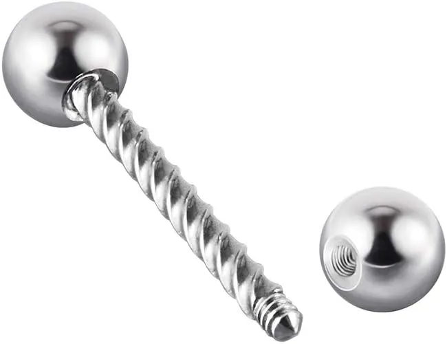 4PCS 361L Surgical Steel industrial Barbell Earrings Twist Horseshoe barbell Ring Nipple Shield Tongue Eyebrow Piercing Jewelry