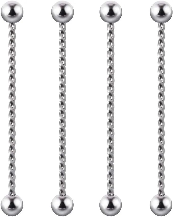 4PCS 361L Surgical Steel industrial Barbell Earrings Twist Horseshoe barbell Ring Nipple Shield Tongue Eyebrow Piercing Jewelry