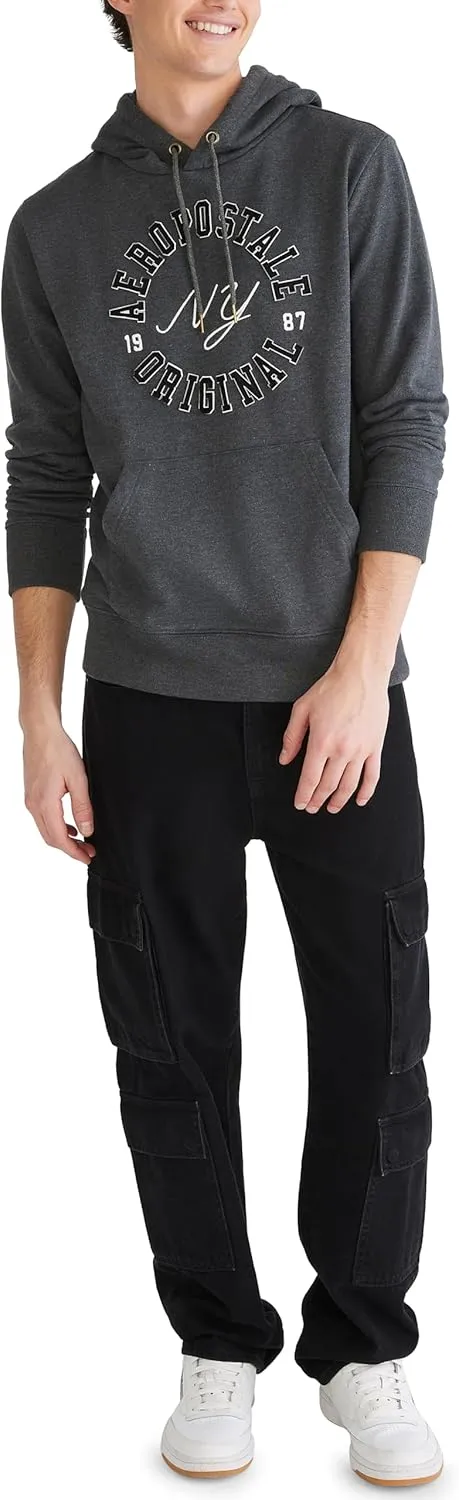 AEROPOSTALE Men's Aero Logo Popover Hoodie-Circle