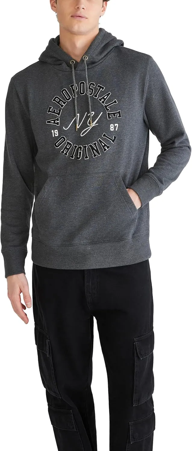 AEROPOSTALE Men's Aero Logo Popover Hoodie-Circle
