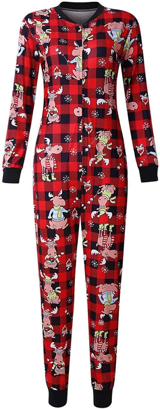 AI'MOURI Christmas Onesie Pajamas for Women,Sexy Ugly Printed One Piece Xmas Pajama Loungewear Jumpsuit Rompers Clubwear