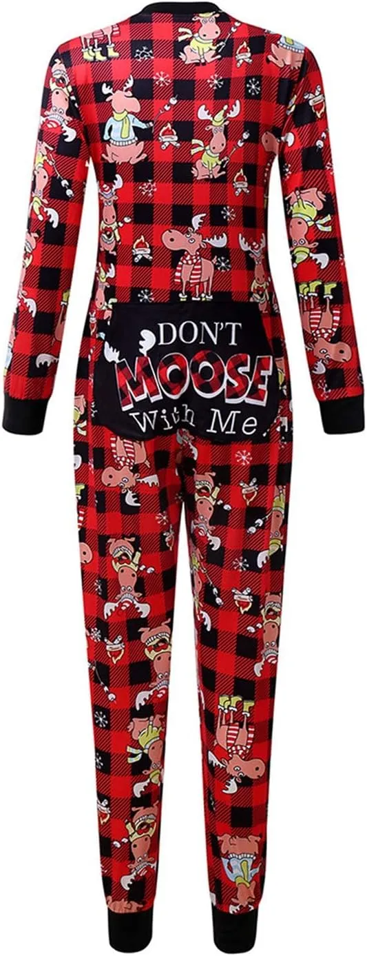 AI'MOURI Christmas Onesie Pajamas for Women,Sexy Ugly Printed One Piece Xmas Pajama Loungewear Jumpsuit Rompers Clubwear