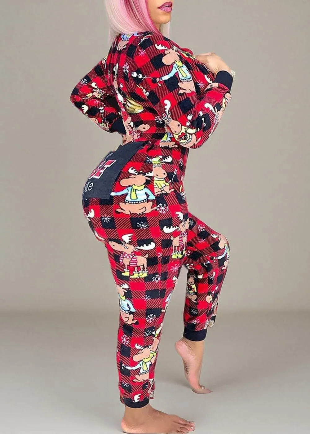AI'MOURI Christmas Onesie Pajamas for Women,Sexy Ugly Printed One Piece Xmas Pajama Loungewear Jumpsuit Rompers Clubwear