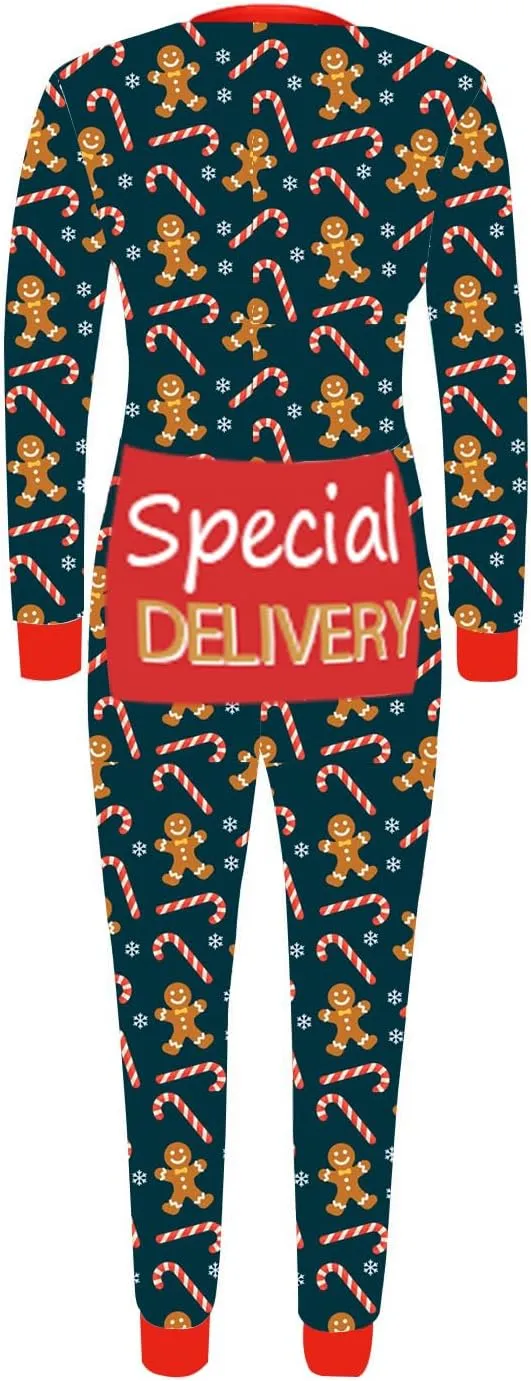 AI'MOURI Christmas Onesie Pajamas for Women,Sexy Ugly Printed One Piece Xmas Pajama Loungewear Jumpsuit Rompers Clubwear