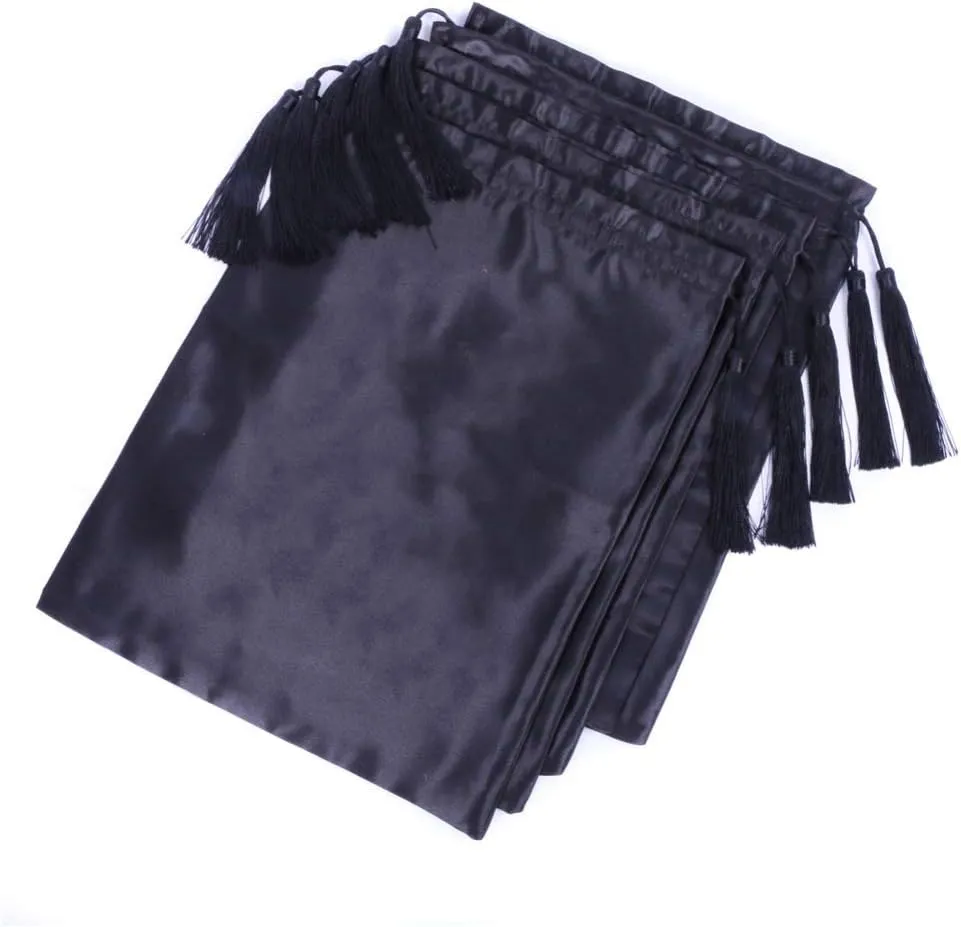 Ali Pearl Silk Satin Packaging Bags for Wigs, Bundles, Hair Extensions,Tools,Soft Silk Pouches with Tassel Gift and Travel Bags Hair Bags