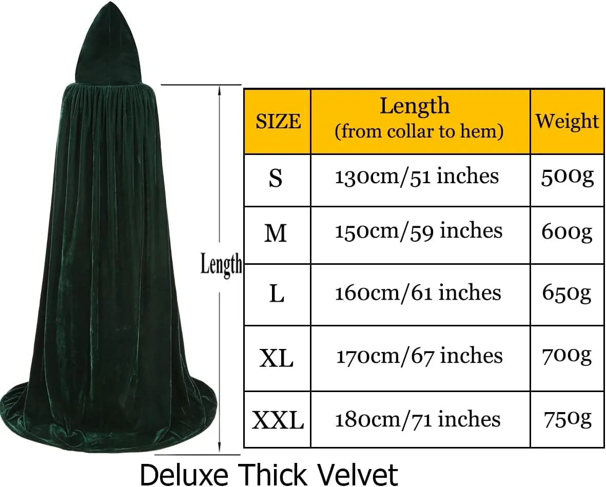 ALIZIWAY Hooded Cape Plus Size Deluxe Velvet Cosplay Cloak with Hood for Adults Halloween Christmas