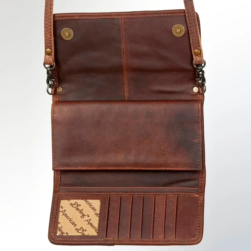 American Darling ADBG486A Wallet Hand Tooled Genuine Leather Women Bag Western Handbag Purse