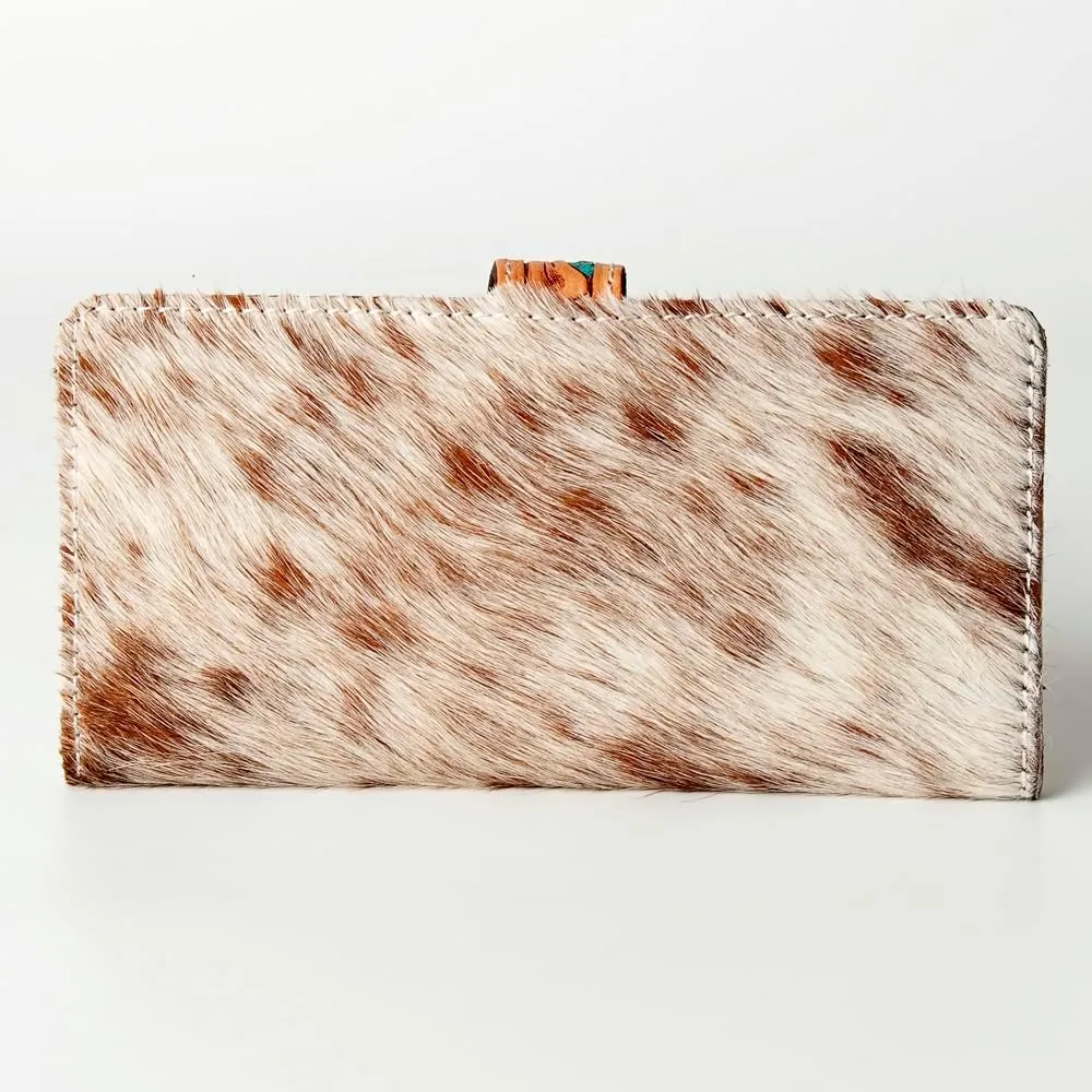 American Darling ADBG487BR Wallet Hand Tooled Hair On Genuine Leather Women Bag Western Handbag Purse