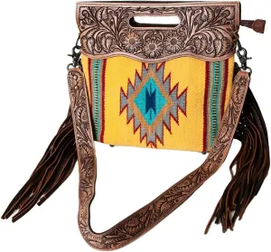 American Darling ADBG496A Clutch Hand Tooled Saddle Blanket Genuine Leather Women Bag Western Handbag Purse