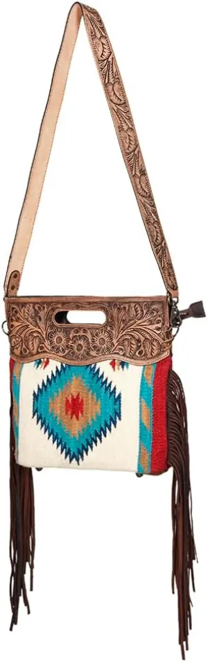 American Darling ADBG496A Clutch Hand Tooled Saddle Blanket Genuine Leather Women Bag Western Handbag Purse