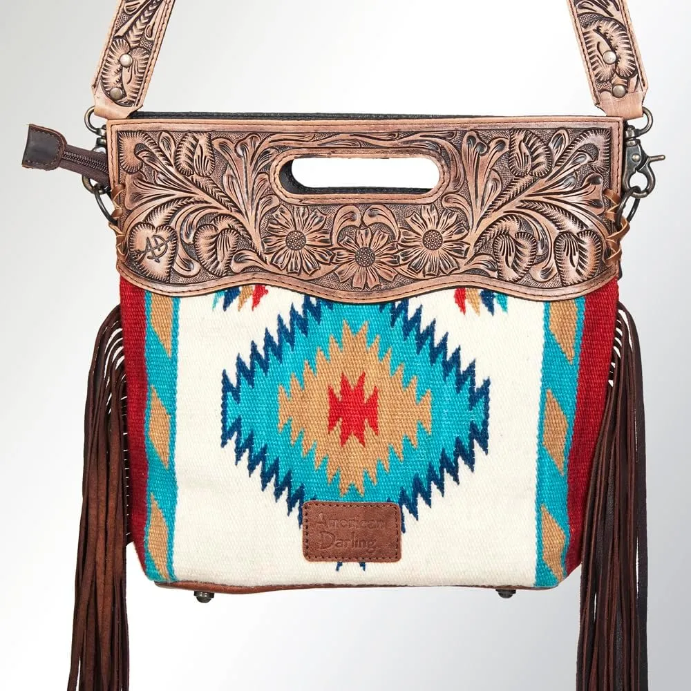 American Darling ADBG496A Clutch Hand Tooled Saddle Blanket Genuine Leather Women Bag Western Handbag Purse