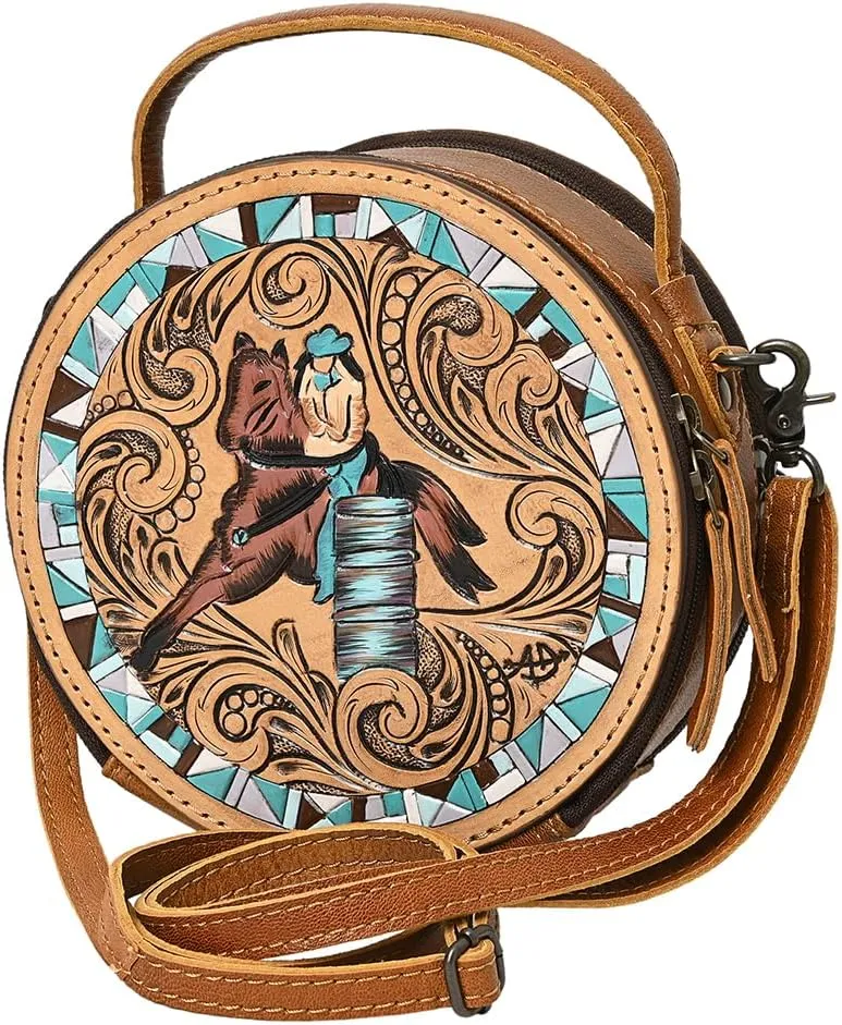 American Darling Canteen Hand Tooled Bag Genuine Leather Western Women Bag | Handbag Purse | Women Canteen Bag | Travel Canteen Bag | Leather Canteen Bag | Clutch Canteen Bag