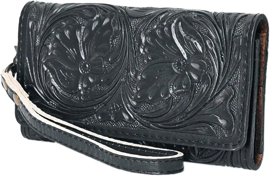 American Darling Clutch Hand Tooled Genuine Leather Western Women Bag Handbag Purse Black | Leather Clutch Bag | Clutch Purses for Women | Cute Clutch Bag | Clutch Purse