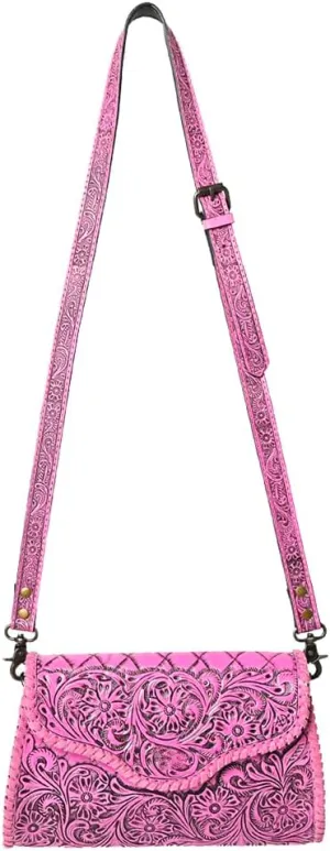American Darling Clutch Hand Tooled Genuine Leather Western Women Bag Handbag Purse Pink | Leather Clutch Bag | Clutch Purses for Women | Cute Clutch Bag | Clutch Purse