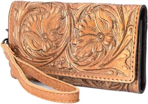 American Darling Clutch Hand Tooled Genuine Leather Western Women Bag Handbag Purse Tan | Leather Clutch Bag | Clutch Purses for Women | Cute Clutch Bag | Clutch Purse