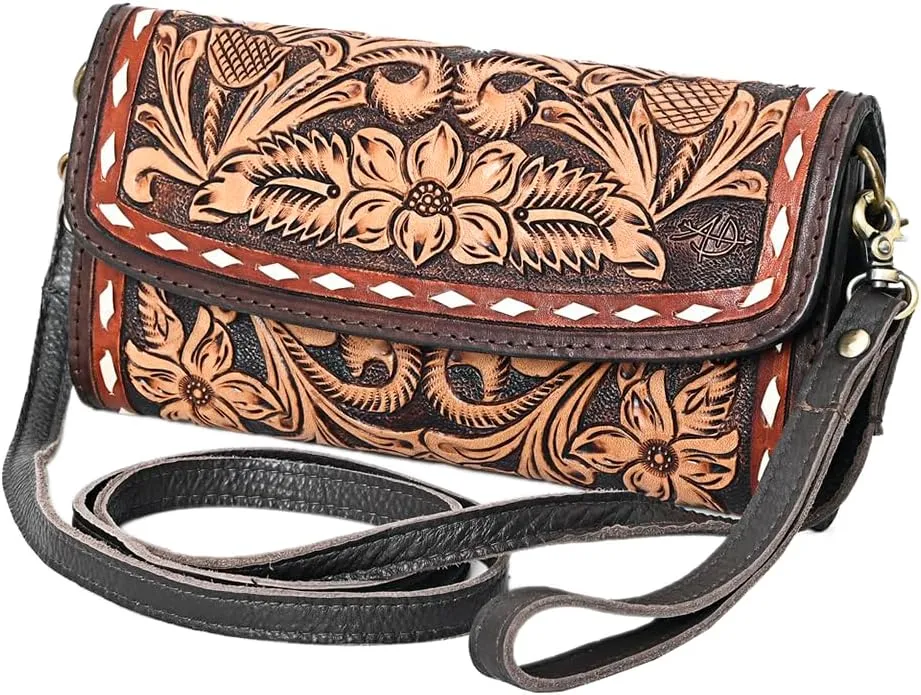 American Darling Clutch Hand Tooled Genuine Leather Women Bag Western Handbag Purse | Leather Clutch Bag | Clutch Purses for Women | Cute Clutch Bag | Clutch Purse