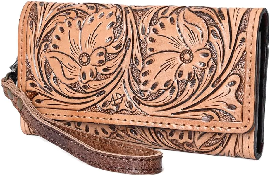 American Darling Clutch Hand Tooled Genuine Leather Women Bag Western Handbag Purse