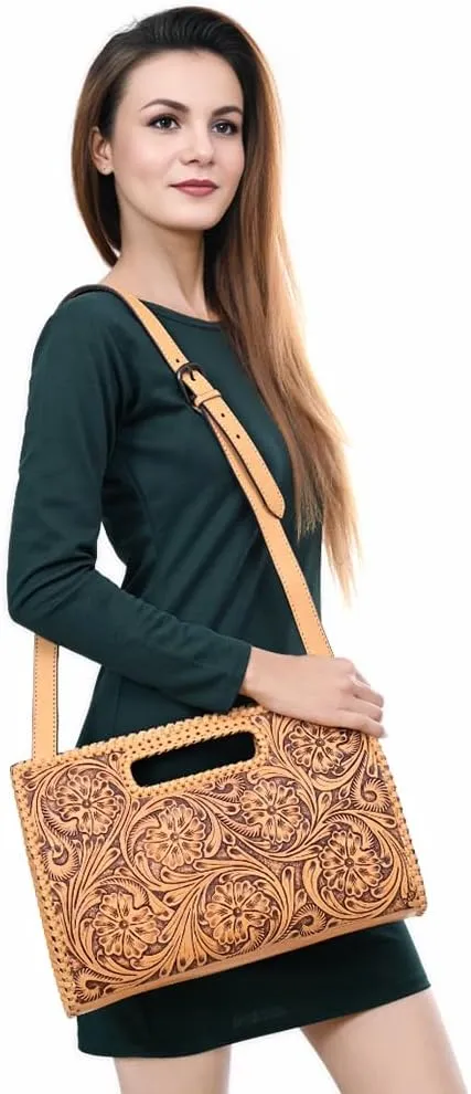 American Darling Clutch Hand Tooled Genuine Leather women bag western handbag purse