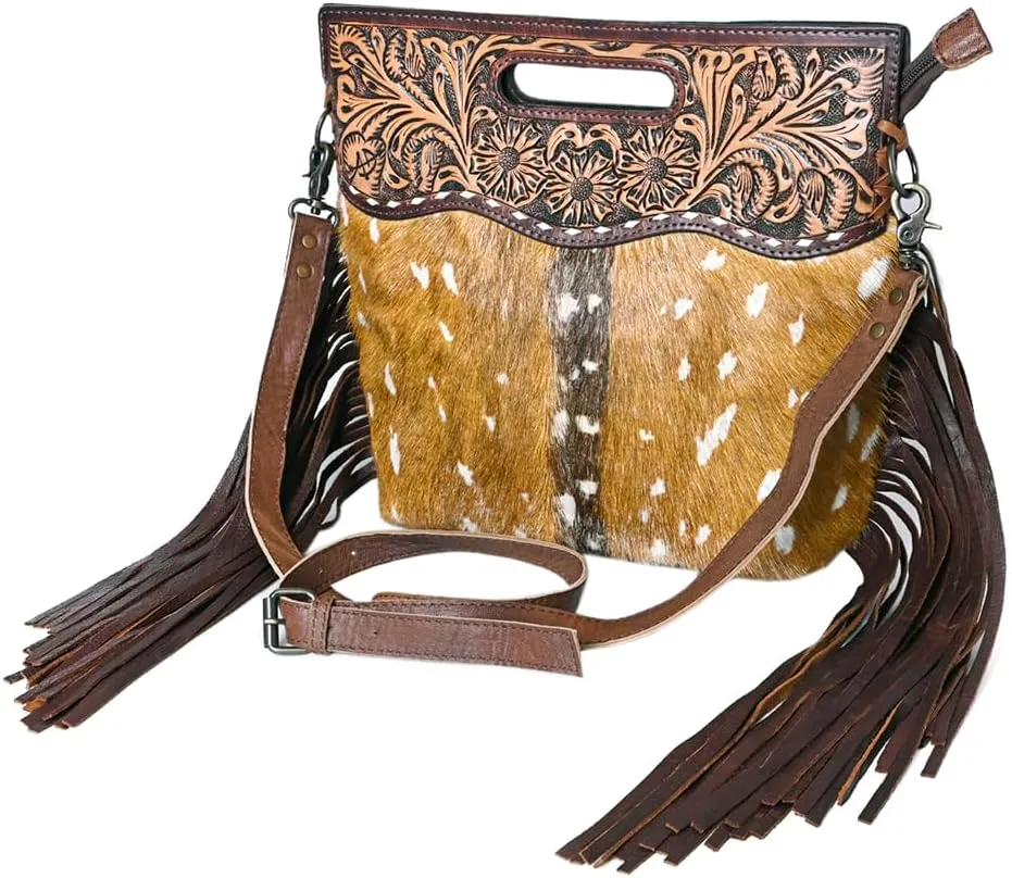 American Darling Clutch Hand Tooled Hair on Genuine Leather Western Women Bag Handbag Purse | Leather Clutch Bag | Clutch Purses for Women | Cute Clutch Bag | Clutch Purse