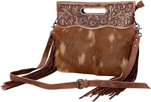 American Darling Clutch Hand Tooled Hair on Genuine Leather Western Women Bag Handbag Purse | Leather Clutch Bag | Clutch Purses for Women | Cute Clutch Bag | Clutch Purse