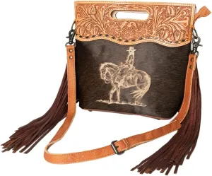 American Darling Hand Tooled Hair on Genuine Leather Western Clutch Purse for Women | Handbag With Cute Design