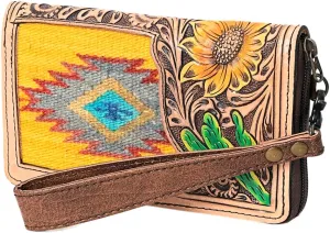 American Darling Organiser Hand Tooled Saddle Blanket Genuine Leather Women Bag Western Handbag Purse
