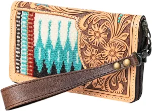 American Darling Organiser Hand Tooled Saddle Blanket Genuine Leather Women Bag Western Handbag Purse