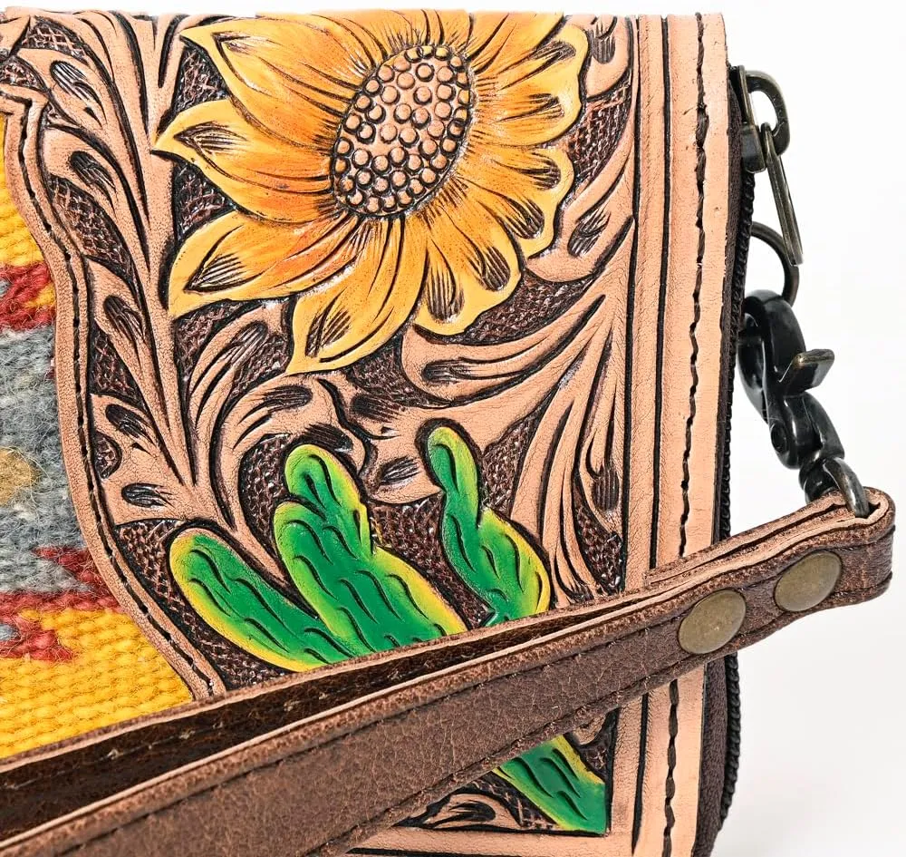 American Darling Organiser Hand Tooled Saddle Blanket Genuine Leather Women Bag Western Handbag Purse