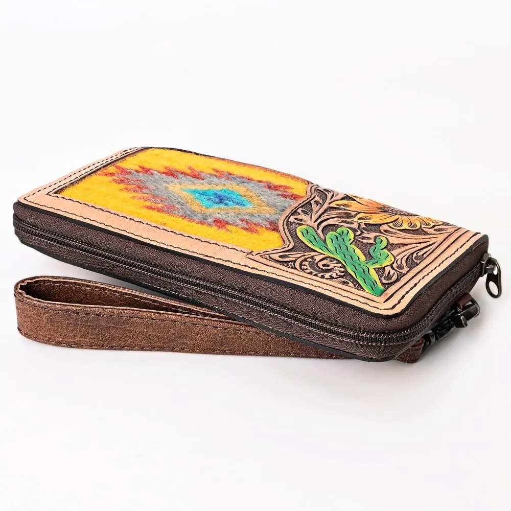 American Darling Organiser Hand Tooled Saddle Blanket Genuine Leather Women Bag Western Handbag Purse