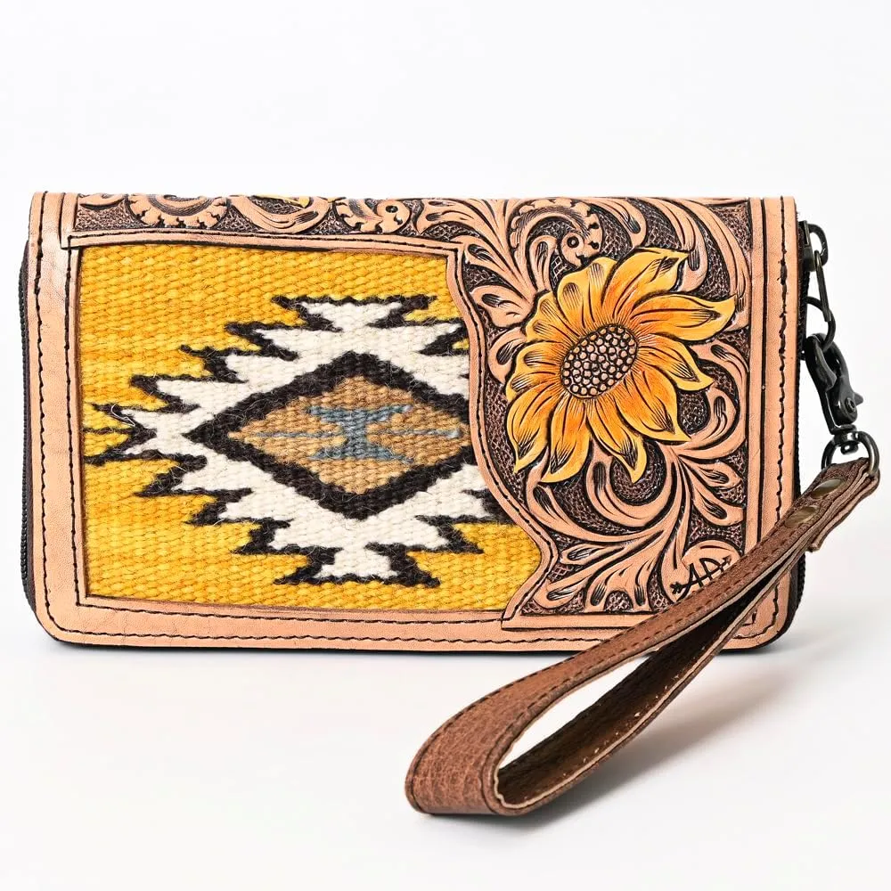 American Darling Organiser Hand Tooled Saddle Blanket Genuine Leather Women Bag Western Handbag Purse