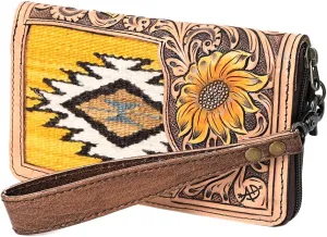 American Darling Organiser Hand Tooled Saddle Blanket Genuine Leather Women Bag Western Handbag Purse