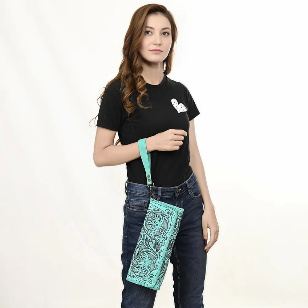 American Darling Wallet Hand Tooled Genuine Leather Western Women Bag | Women Wallet | Wristlet Wallet | Travel Wallet | Leather Wallet