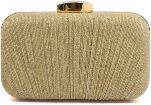 Aovtero Evening Bag Clutch Purses Women Wedding Formal Party Bridal Handbag Pleated Sparkling Glitter with Chain