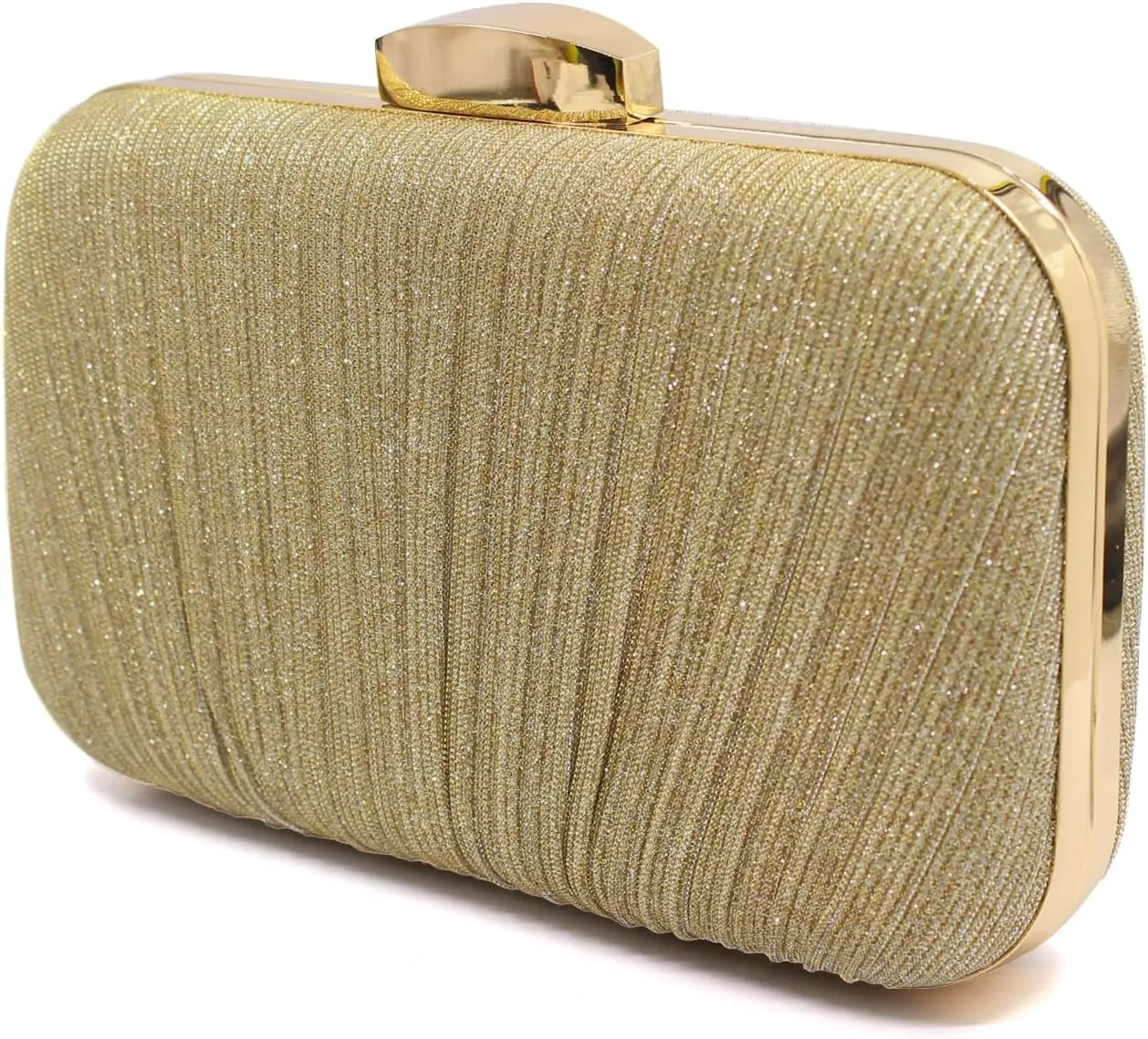 Aovtero Evening Bag Clutch Purses Women Wedding Formal Party Bridal Handbag Pleated Sparkling Glitter with Chain