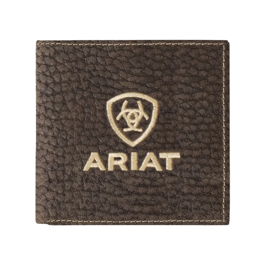 Ariat M&F Men's Brown Bull Hide Bifold Embroidered Wallet