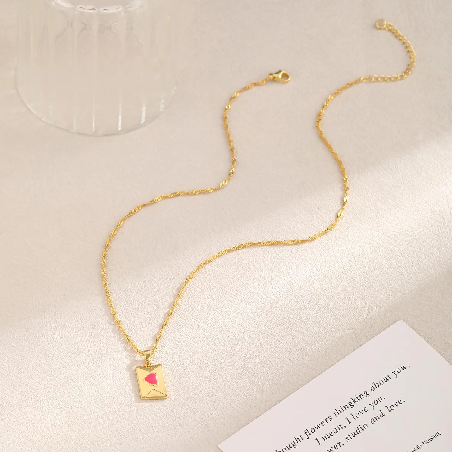 ASCOMY Dainty Gold Necklace for Women 14K Gold Plated Necklaces for Her Delicate Love Heart Necklace Heart Pendant Necklace Cute Necklaces Festival Jewelry Gift for Women