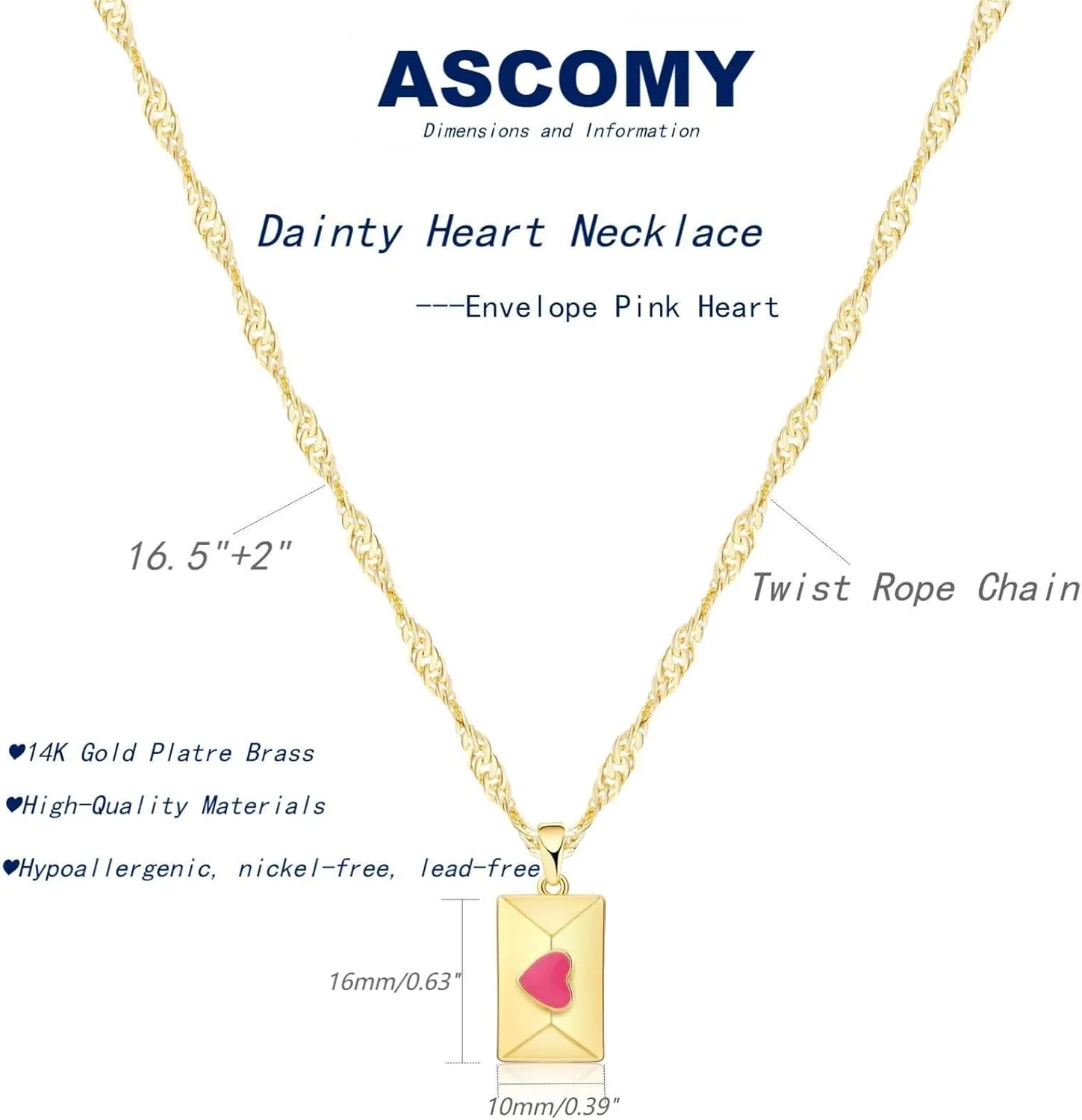 ASCOMY Dainty Gold Necklace for Women 14K Gold Plated Necklaces for Her Delicate Love Heart Necklace Heart Pendant Necklace Cute Necklaces Festival Jewelry Gift for Women