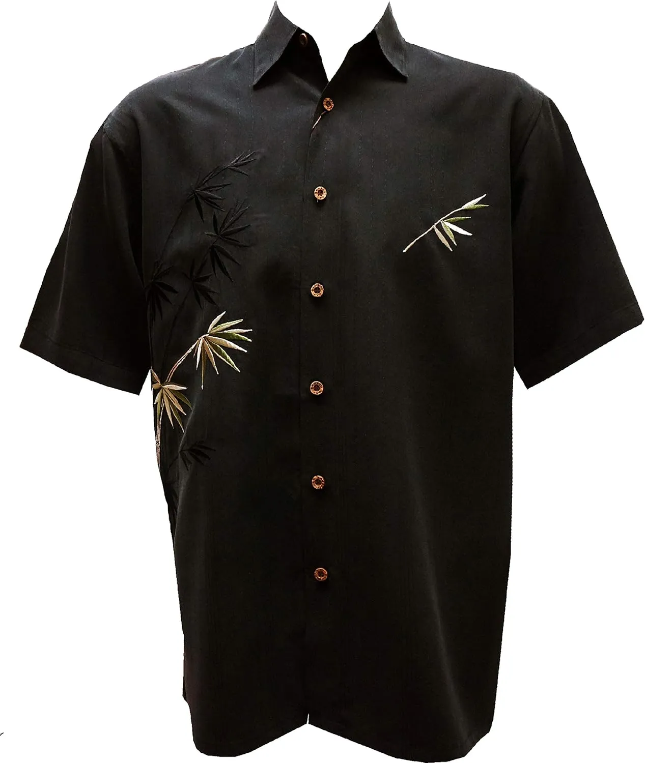 Bamboo Cay Bamboo-Black Hawaiian Shirt,Small