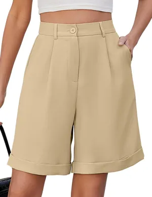 BBX Lephsnt Summer Bermuda Shorts for Women 2025 Trendy Elastic High Waisted Wide Leg Shorts Work Casual Dressy Shorts