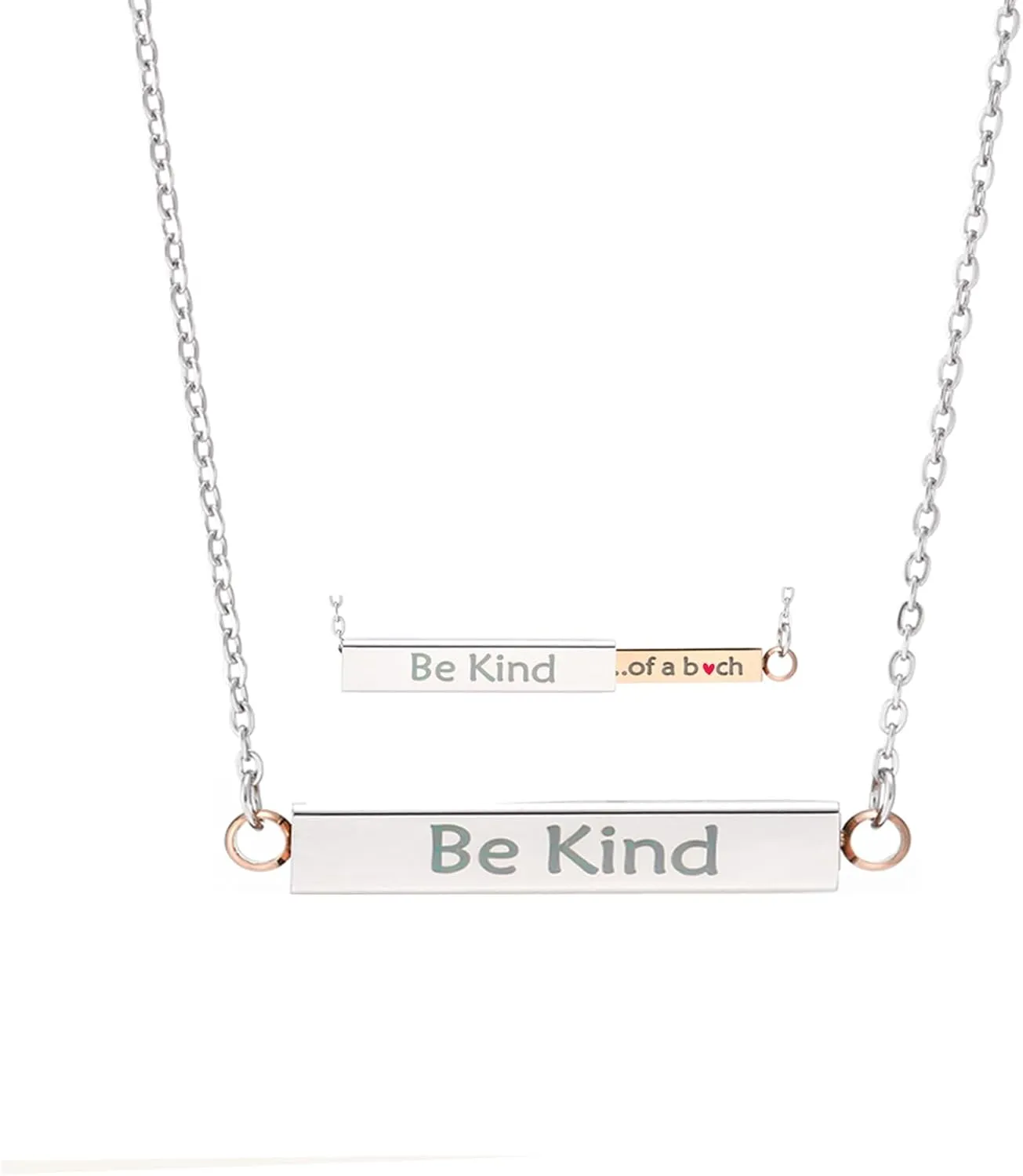 Be Kind Of A B Necklaces For Women Hidden Message Necklace Best Friends Sorority Sisters Inspirational Bar Necklace Stainless Steel Friendship Gift Jewelry