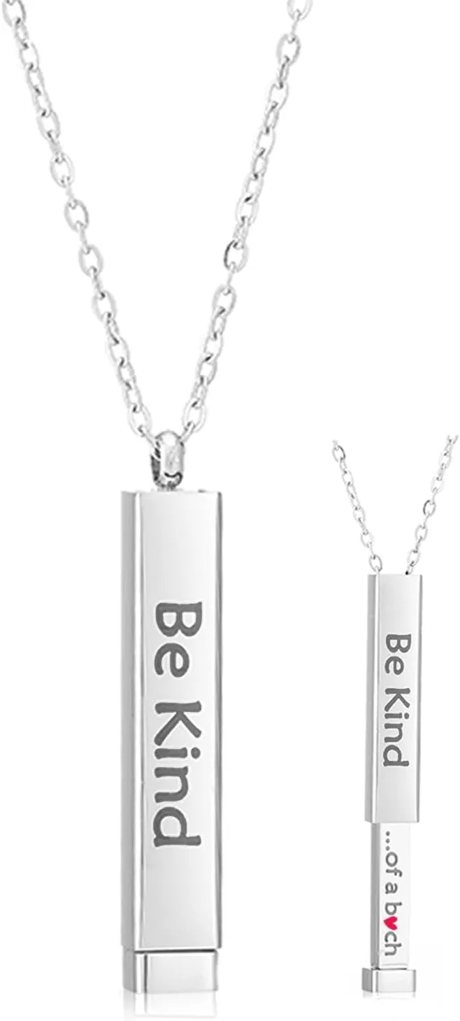 Be Kind Of A B Necklaces For Women Hidden Message Necklace Best Friends Sorority Sisters Inspirational Bar Necklace Stainless Steel Friendship Gift Jewelry